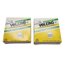 White Velcro Sticky Back Tape Hook and Loop Fastener 3/4" x 3 ft Roll Lot of 2