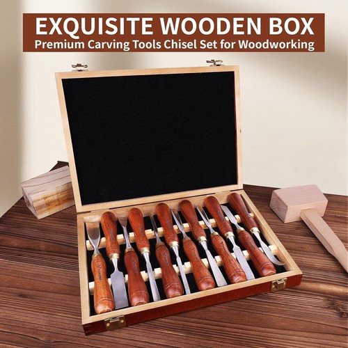 VANSORK Wood Carving Tools Set for Woodworking, Carving Kit of 12 Wood Chisels - Picture 4 of 7