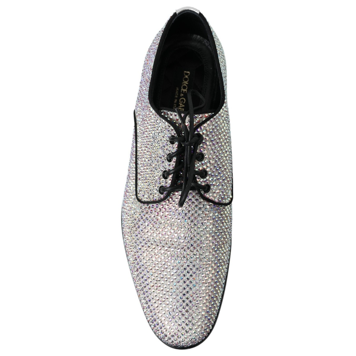 DOLCE & GABBANA Shoes Dress Silver Leather Rhinestones Derby