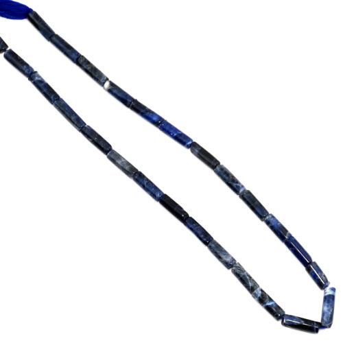 Lotto all'ingrosso perline 100% pietre preziose sodalite naturale forma tubo filo 13 pollici - Foto 2 di 27