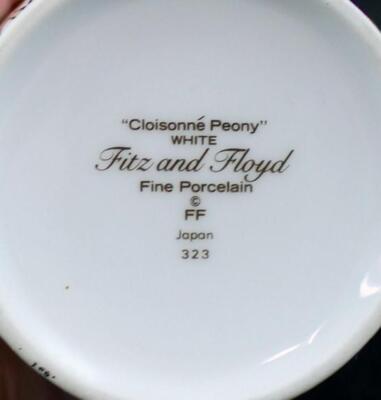 Fitz and Floyd Cloisonne Peony White Mug 323 | eBay