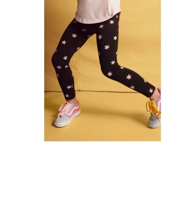 TEA COLLECTION Printed Ecru Lucky Star Leggings - Black - NWT Girls 14