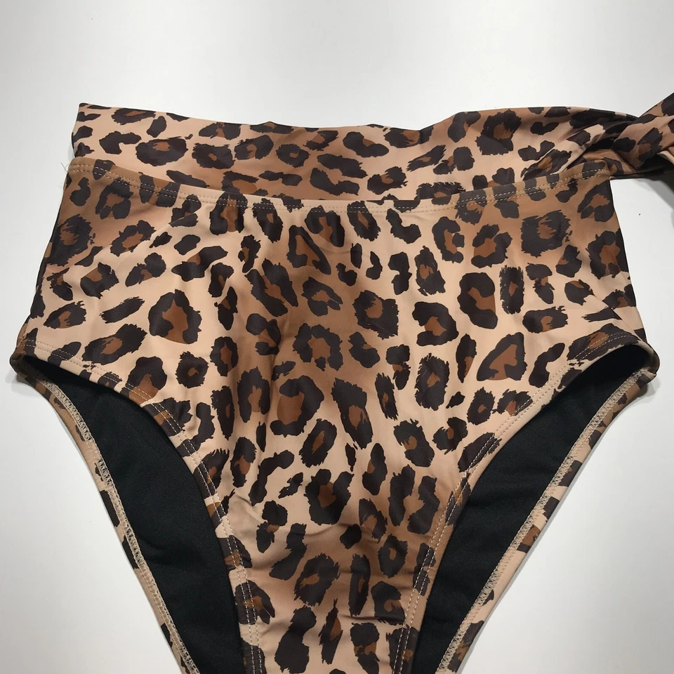 Parte inferior de bikini para mujer talla mediana estampado animal corbata nudo frontal cintura alta NUEVO Foto 3 de 4
