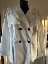Bnwt Marks And Spencer Pure Cotton White Jacket Fully Lined Stormweartm Size 16
