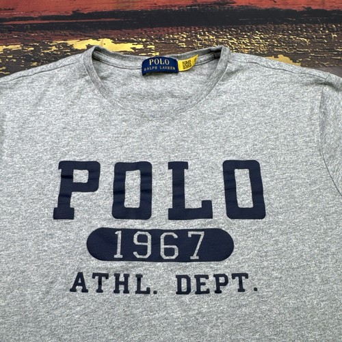 Polo Ralph Lauren Shirt Mens Medium Athletic Dept Single Stitch Gym Gray Jock