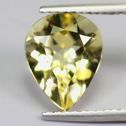 3.77CTS NATURAL YELLOW BERYL(HELIDOR) PEAR SHAPE LOOSE GEMSTONE FROM MOZAMBIQUE