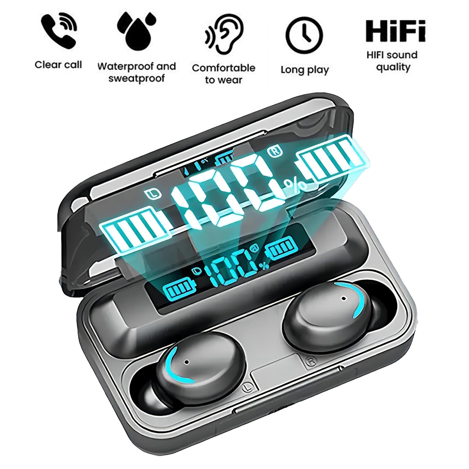Wireless Bluetooth 5.3 Earbuds Waterproof TWS Headphones Compatible with All Phones-image