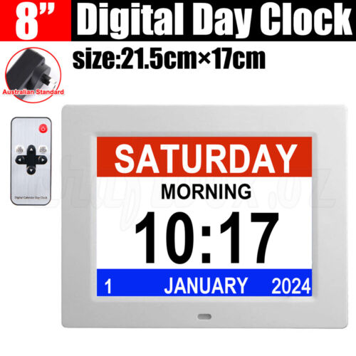 7/8/10 LED Dementia Digital Calendar Clock Alarm Extra Large Day Week Month Year - Picture 20 of 24