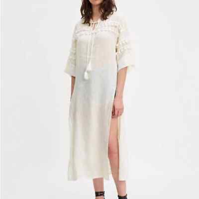 Levi s Made & Crafted Linen Tassel Midi Dress Boho Small Oversized