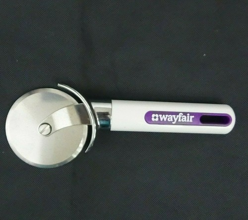 Wayfair Wheel Pizza Cutter Slicer White Purple Handle Sturdy Stainless Steel   - Picture 2 of 3