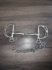 Mylers D ring Snaffle with curb chain, 5 inch mouth