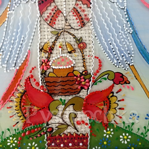 Ukrainian Folk traditional Painting on glass Hand made Framed Wall decor 19x24 - Picture 4 of 9