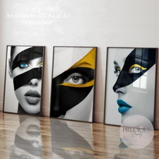 Set of 3 Modern Feminine Faces Print's / Minimalist Modern Art Poster Preppy
