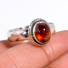 Natural Hessonite Garnet Gemstone 925 Sterling Silver Handmade Promise Ring