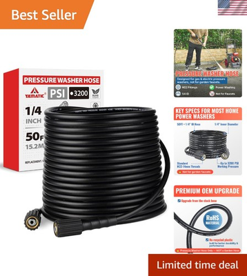 #ad Pressure Washer Hose 50FT X 1 4quot; Inner Dia Kink Resistant Power Washer Hose ... $53.99