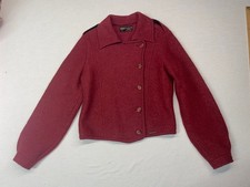 Vtg Geiger Tyrol Boiled Wool Brick Red Maroon Jacket Cardigan 90s 1Sz 38AUS 2US