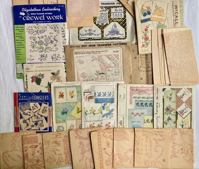 Over 50 Vintage HOT IRON TRANSFER PATTERNS LOT Partial Packs Shown in 18 Photos