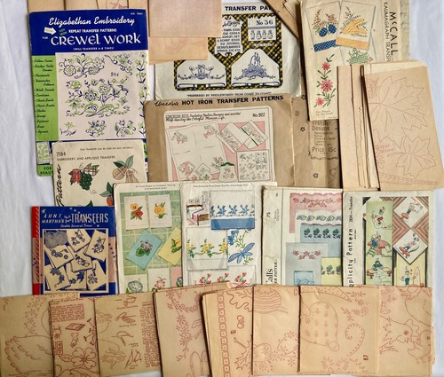 Over 50 Vintage HOT IRON TRANSFER PATTERNS LOT Partial Packs Shown in 18 Photos