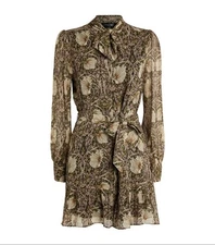 sz S Morris & Co x PAIGE l Vittoria Art Nouveau Floral Silk Georgette Mini Dress