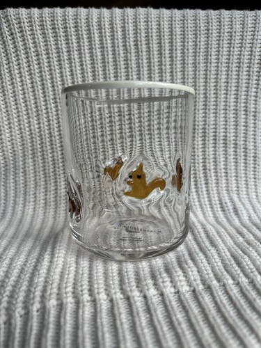 Anthropologie Icon Juice Glass Squirrel Clear Brown 17 Oz Hand Blown New - Picture 3 of 10
