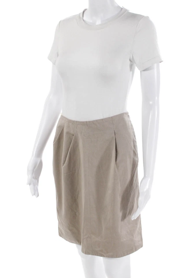 Falda lápiz plisada de algodón hasta la rodilla beige talla 38 Marni para mujer Foto 2 de 4