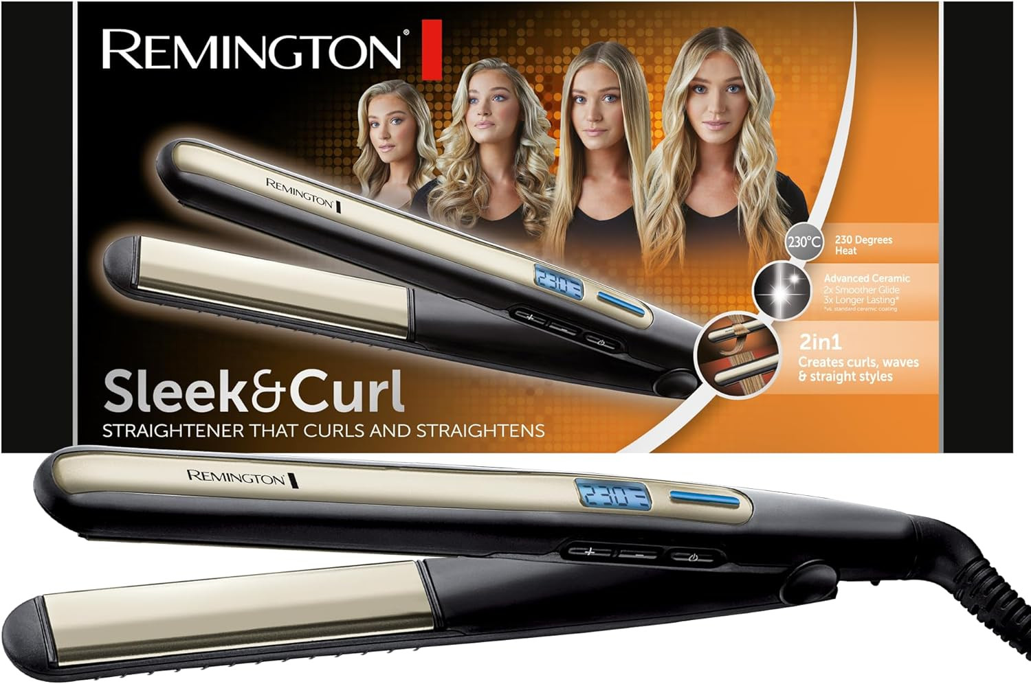 Piastra Remington Sleek & Curl S6500 | Design Arrotondato 2-in-1 - 1