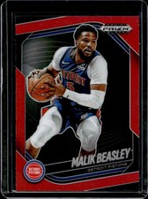 2024-25 Panini Prizm Black Malik Beasley Red Prizm #/299 Pistons