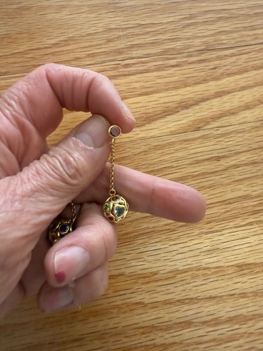 18k yellow gold stunning round miner's ball drop post earrings 7.68 g - Picture 5 of 7