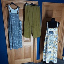 Ladies Unusual Dungaree Dress + trousers Country Boho  M/ L Laura Ashley mustard