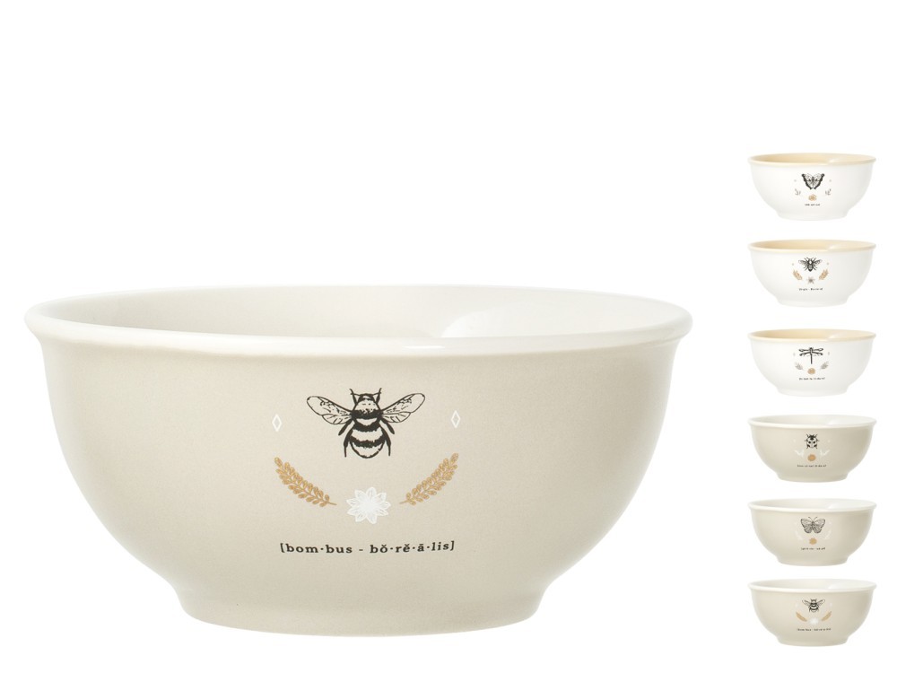Set 6 Bowls H&H Botanicum in New Bone China Assorted 14cm