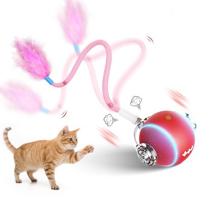 Interactive Cat Toys for Indoor Cats,3 Modes Electric Moving Cat Ball with Fe...