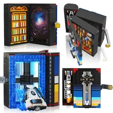 Space Book Nook Building Set with LED Light, 945PCS Book Nook Building Block ...