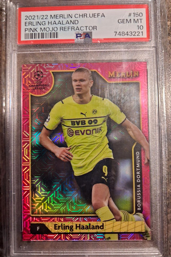Topps 2021-22 Merlin Chrome UEFA Erling Haaland #150 Pink Mojo /275 Dortmund