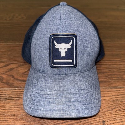 Under Armour Project Rock Bull Mesh Trucker Hat Cap Snapback Blue Classic Fit