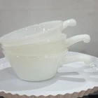 Anchor Hocking Fire King- Vintage White Milk Glass Bowls Set of 3- With Handles