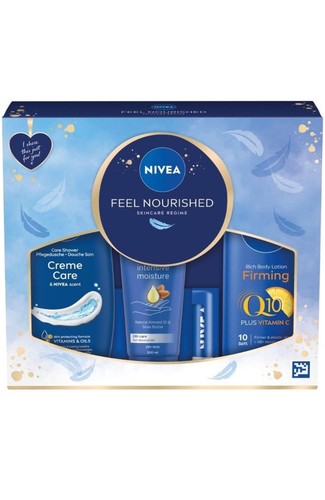 NIVEA Feel Nourished Geschenkset (4 Produkte) Hautpflege Damen Geschenkset BESCHÄDIGTE BOX