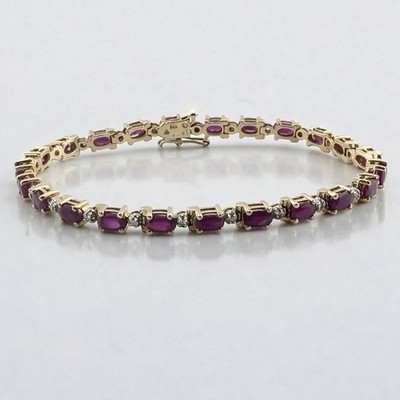 RUBIN & DIAMANT ARMBAND - 14K GELBGOLD - 5,75CTW RUBIN - 0,05CTW DIAMANT