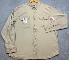 Wrangler Shirt Men's Large Beige Flex Comfort Long Sleeve Button Up Pockets