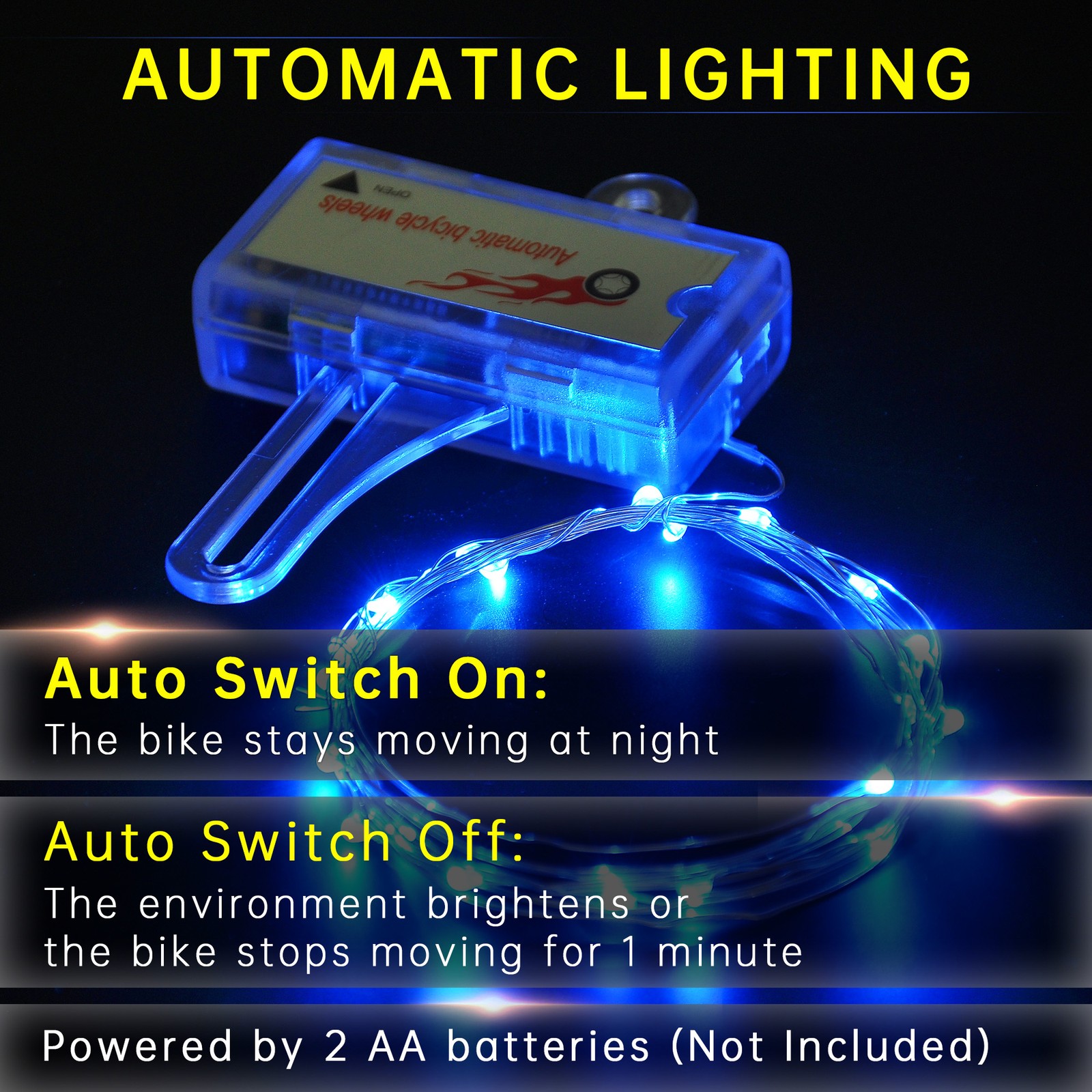 Xcceries Bright LED Bike Wheel Light Bicycle Wheel Spoke Light String Blue