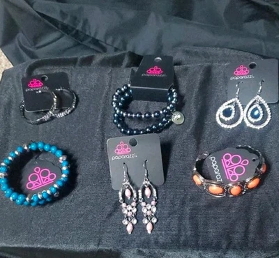 Paparazzi Mixed Lot Women’s Fashion Jewelry 6pc Earrings & Bracelets Multicolor - Image 1 of 4