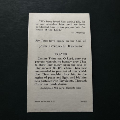 1960 John F. Kennedy for President Campaign Button Lot 1963 Memorial Card - Picture 11 of 11