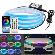 App Control Car Rgb Led Drl Hood Light Strip Engine Cover Daytime Running Light