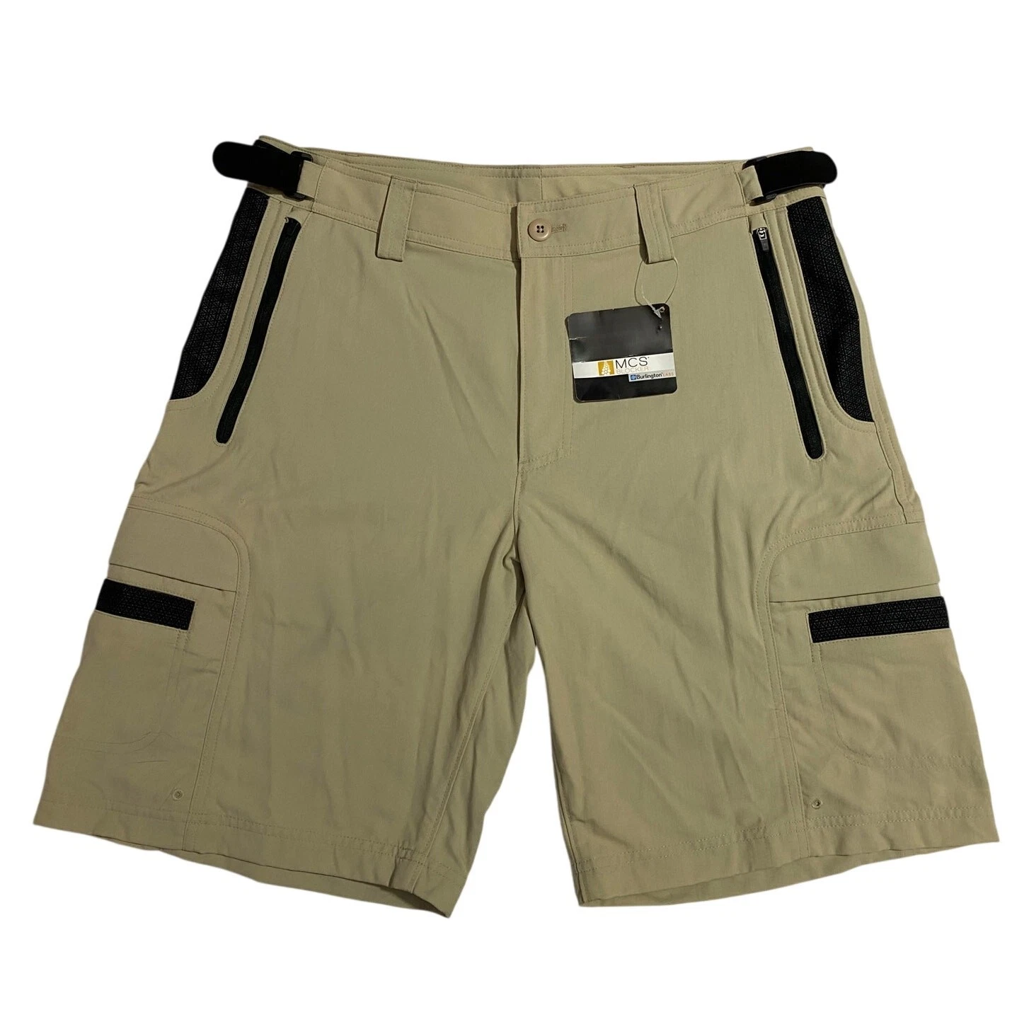 NEW L.L. Bean Hiking Shorts Mens 34W Khaki Nylon Cargo Water Resistant