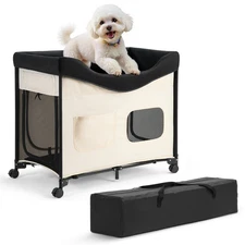 Uimoso Elevated Lounge Pet Bed Foldable Bunk Dog Bed with Wheels & Side Bags XL