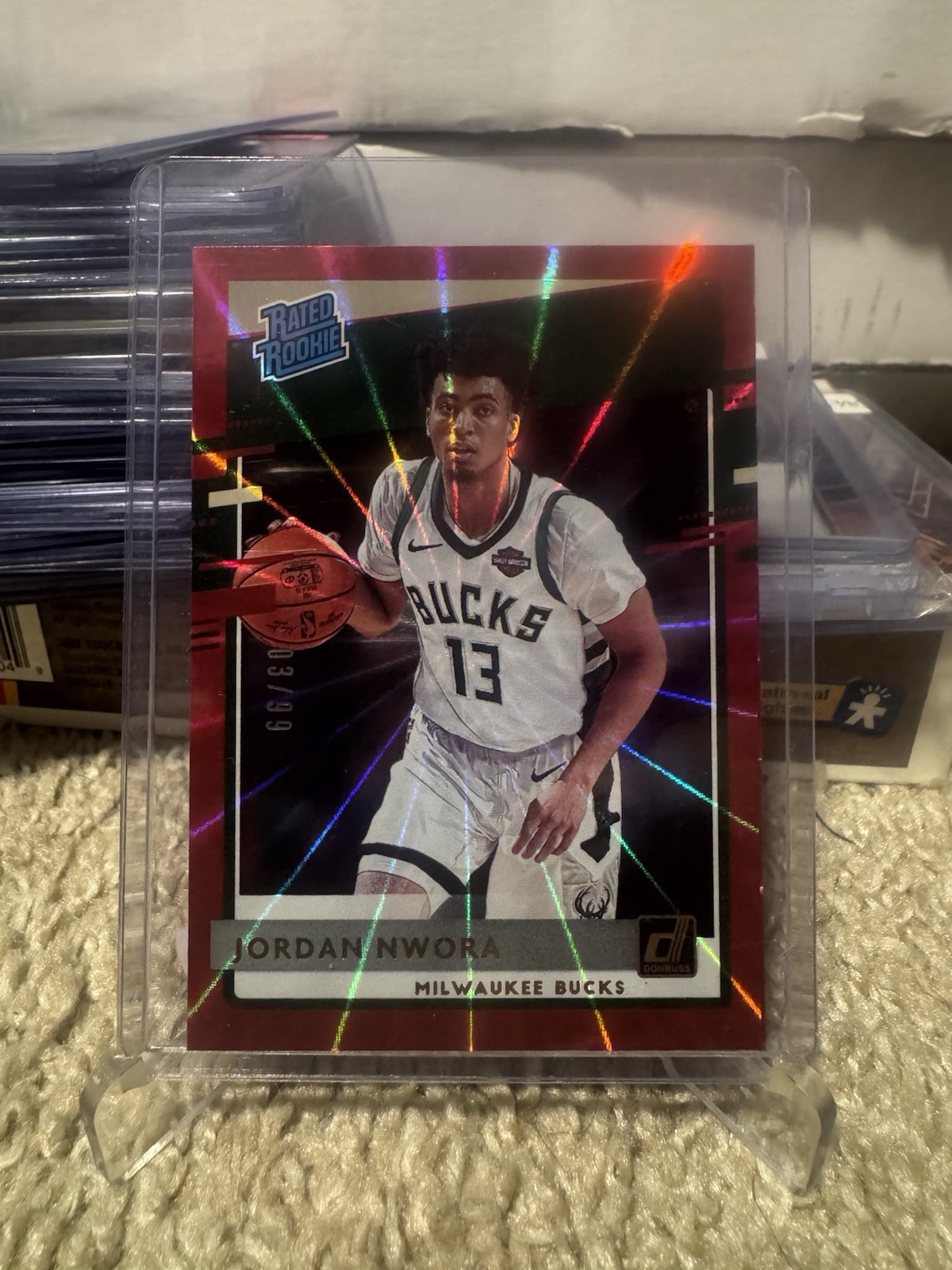 2020-21 Panini Donruss Rated Rookies Red Laser /99 Jordan Nwora #220 Rookie RC