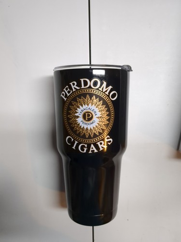 PERDOMO CIGARS TABACALERA 32OZ BLACK STAINLESS STEEL,TRAVEL TUMBLER