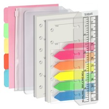 A7 6 Hole Binder Refill Set, 90 Sheets Weekly Planner Inserts with Dividers