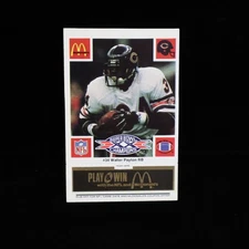 1986 Walter Payton Chicago Bears McDonald's BLACK Game Card #34  (A)