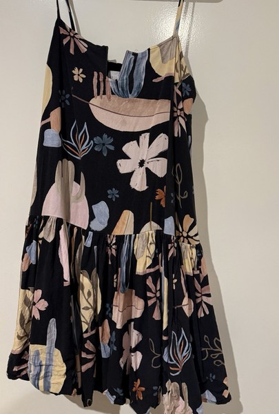Iris Maxi Womens Size 12 Fit & Flare Square Neck Floral Strappy Dress