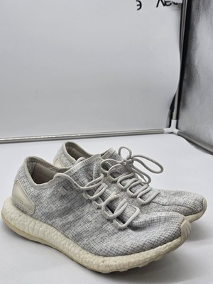 Adidas Pure Boost Shoes Mens Size 8.5 Gray Knit Damaged Running Sneakers BA8893